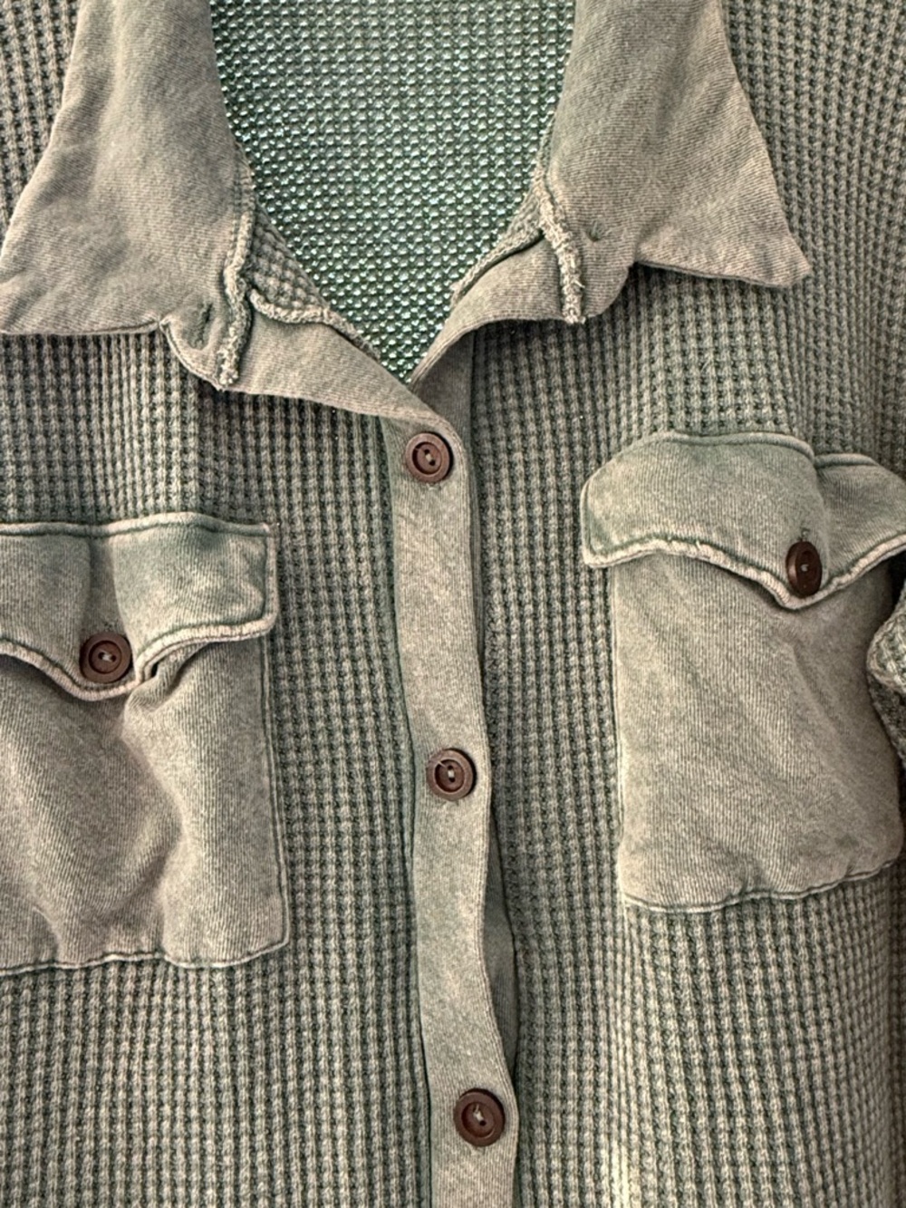 BUCKETLIST Sage Green Waffle Knit Top